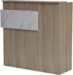 Γραφείο reception Optima pakoworld με led sonoma-λευκή όψη μαρμάρου 110x40x110εκ - Image 4