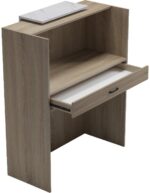 Γραφείο reception Zowel pakoworld με led sonoma-λευκή όψη μαρμάρου 90x40x110εκ - Image 2