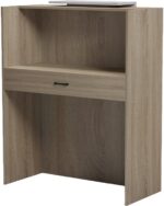 Γραφείο reception Zowel pakoworld με led sonoma-λευκή όψη μαρμάρου 90x40x110εκ - Image 3