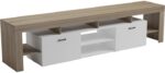 Έπιπλο τηλεόρασης Liner pakoworld sonoma-λευκό 210x40x50εκ - Image 5