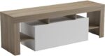 Έπιπλο τηλεόρασης Liner pakoworld sonoma-λευκό 150x40x50εκ - Image 5