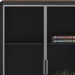 Ντουλάπα γραφείου επαγγελματική με γυάλινες πόρτες Oscar pakoworld καρυδί-ανθρακί 80x40x200εκ - Image 4