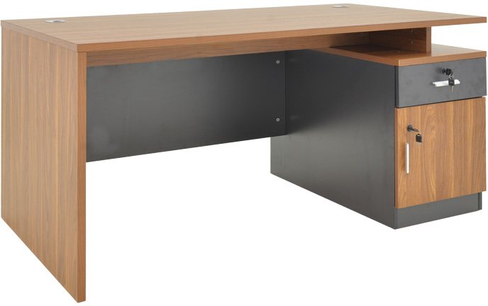 246-000025 Γραφείο εργασίας επαγγελματικό Oscar pakoworld σε καρυδί-ανθρακί απόχρωση 150x80x76εκ - Image 1