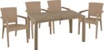 Τραπεζαρία Explore-Halcyon pakoworld σετ 5τεμ PP cappuccino 150x90x73,5εκ.