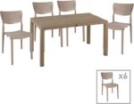 Τραπεζαρία Explore-Ignite pakoworld σετ 7τεμ PP cappuccino 150x90x73,5εκ.