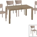 Τραπεζαρία Explore-Ignite pakoworld σετ 7τεμ PP cappuccino 150x90x73,5εκ.