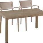 Τραπεζαρία Explore-Frontline pakoworld σετ 5τεμ PP cappuccino 150x90x73,5εκ.