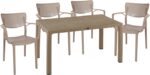 Τραπεζαρία Explore-Frontline pakoworld σετ 5τεμ PP cappuccino 150x90x73,5εκ.