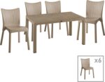 Τραπεζαρία Explore-Confident pakoworld σετ 7τεμ PP cappuccino 150x90x73,5εκ