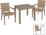 Τραπεζαρία Explore-Halcyon pakoworld σετ 5τεμ PP cappuccino 90x90x73,5εκ