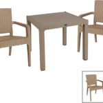 Τραπεζαρία Explore-Halcyon pakoworld σετ 5τεμ PP cappuccino 90x90x73,5εκ