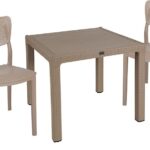 Τραπεζαρία Explore-Ignite pakoworld σετ 3τεμ PP cappuccino 90x90x73,5εκ