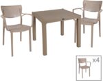 Τραπεζαρία Explore-Frontline pakoworld σετ 5τεμ PP cappuccino 90x90x73,5εκ