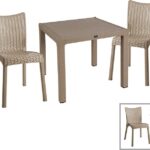 Τραπεζαρία Explore-Confident pakoworld σετ 5τεμ PP cappuccino 90x90x73,5εκ