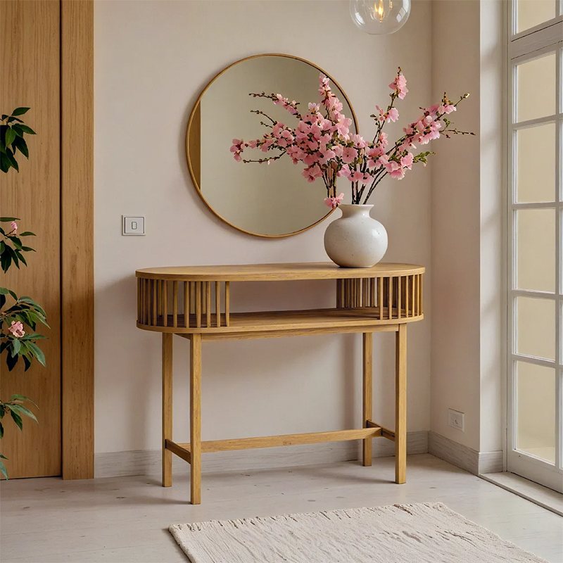 260-000027 Κονσόλα Nodial pakoworld MDF/Bamboo σε φυσική απόχρωση 120x39x85εκ - Image 1