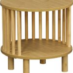 Κομοδίνο Nodial pakoworld MDF/Bamboo σε φυσική απόχρωση Φ40x40εκ