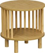 Κομοδίνο Nodial pakoworld MDF/Bamboo σε φυσική απόχρωση Φ40x40εκ