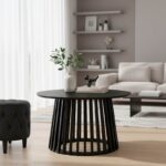Τραπέζι σαλονιού Domonic pakoworld mdf σε μαύρη απόχρωση Φ80x45εκ