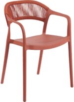 Πολυθρόνα Ankara pakoworld στοιβαζόμενη pp-pe rattan σε terracotta απόχρωση 54x55.5x77εκ
