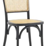 Καρέκλα στοιβαζόμενη Zozele pakoworld φυσικό rattan pe-μαύρο toon wood 45x51x88εκ