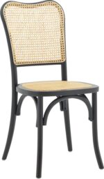 Καρέκλα στοιβαζόμενη Zozele pakoworld φυσικό rattan pe-μαύρο toon wood 45x51x88εκ