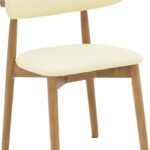 Καρέκλα Ubene pakoworld rubberwood και pu σε καρυδί και μπεζ απόχρωση 46x58x79εκ