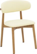 Καρέκλα Ubene pakoworld rubberwood και pu σε καρυδί και μπεζ απόχρωση 46x58x79εκ