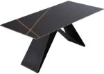 Τραπέζι Meja pakoworld sintered stone μαύρο μαρμάρου -μεταλλικά πόδια 180x90x76εκ - Image 4