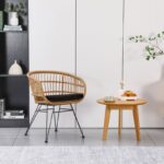 Πολυθρόνα Naoki pakoworld με μαξιλάρι pe rattan σε φυσική απόχρωση και μαύρα μεταλλικά πόδια 63x61x7 - Image 2