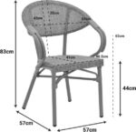 Πολυθρόνα Isaia pakoworld καρυδί αλουμίνιο-textilene μαύρο 57x57x83εκ - Image 2