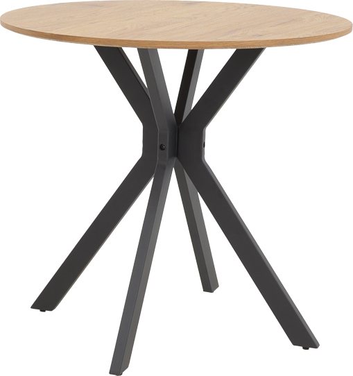 292-000071 Τραπέζι Xuson pakoworld φυσικό mdf-πόδι μαύρο μέταλλο Φ80x75εκ - Image 1