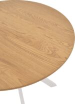 Τραπέζι Xuson pakoworld φυσικό mdf-πόδι λευκό μέταλλο Φ80x75εκ - Image 5