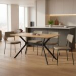 Τραπέζι Nerelis pakoworld φυσικό mdf και πόδι μαύρο μέταλλο 120x70x75εκ - Image 2