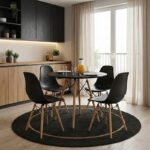Τραπέζι Julita pakoworld MDF μαυρο-πόδια σε φυσική απόχρωση Φ80x73εκ - Image 2