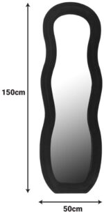 Καθρέπτης Glinde Inart βελούδο σε μαύρη απόχρωση 50x3.3x150εκ - Image 2