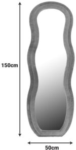 Καθρέπτης Glinde Inart βελούδο σε γκρι απόχρωση 50x3.3x150εκ - Image 2