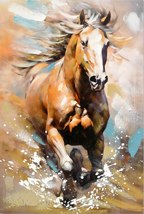 296-000031 Πίνακας σε καμβά Horse Inart 60x3x90εκ - Image 1