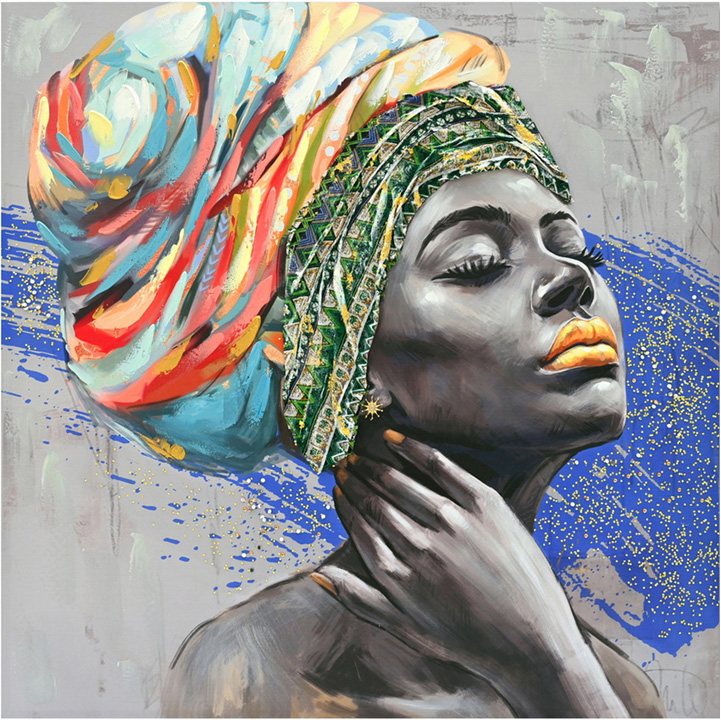 296-000047 Πίνακας σε καμβά Africana 3D Inart 100x3x100εκ - Image 1