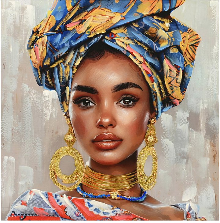 296-000057 Πίνακας σε καμβά Turban 3D Inart 80x3x80εκ - Image 1