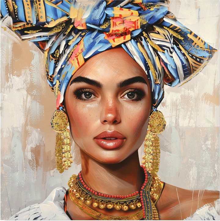 296-000058 Πίνακας σε καμβά Turban Ι 3D Inart 80x3x80εκ - Image 1