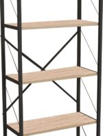 Βιβλιοθήκη Draizy pakoworld oak μελαμίνης-μαύρο μέταλλο 63x30x150εκ - Image 3