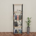 Βιβλιοθήκη Glase pakoworld oak μελαμίνης-μαύρο μέταλλο 40x30x150εκ - Image 2