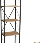 Βιβλιοθήκη Glase pakoworld oak μελαμίνης-μαύρο μέταλλο 40x30x150εκ