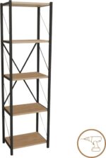 Βιβλιοθήκη Glase pakoworld oak μελαμίνης-μαύρο μέταλλο 40x30x150εκ