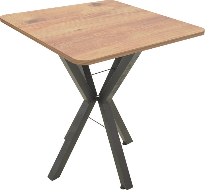 321-000081 Τραπέζι Prestone pakoworld oak μελαμίνης-μαύρο μέταλλο 70x70x75εκ - Image 1