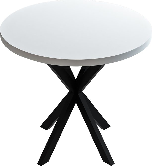 321-000096 Τραπέζι Kalipso pakoworld μελαμίνη σε λευκή απόχρωση και μαύρο μεταλλικό πόδι Φ70x75εκ - Image 1
