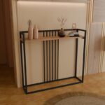 Κονσόλα Convida pakoworld oak με μαύρο μεταλλικό σκελετό 100x25x90εκ