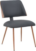 Καρέκλα Ubane pakoworld μαύρο pu-πόδι καρυδί μέταλλο 53x62.5x85εκ