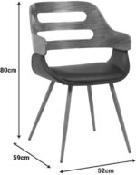 Πολυθρόνα Fern pakoworld PU μαύρο-ξύλο καρυδί απόχρωση 52x59x80εκ - Image 6