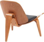 Πολυθρόνα Vilma pakoworld PU μαύρο- plywood καρυδί 90x76.5x74.5εκ - Image 2